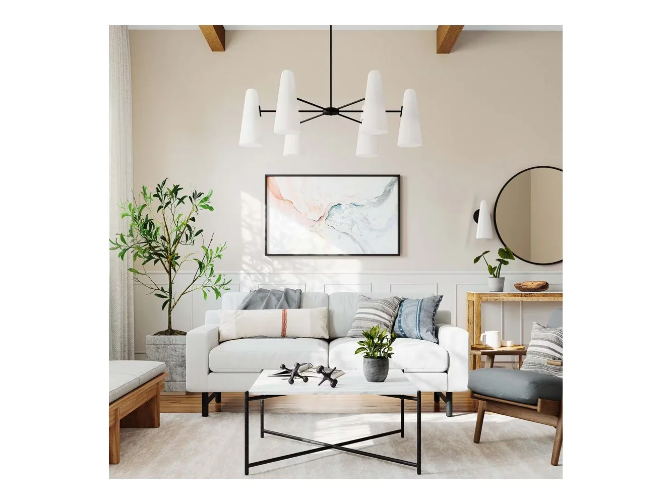 **Beacon 6-Light Chandelier by Modway - Opal Black**