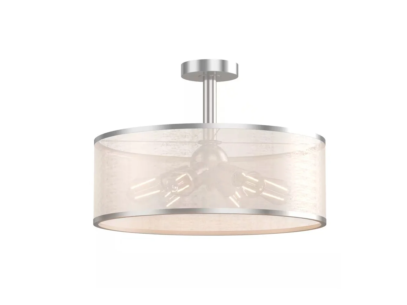 **Costway - 6-Light Semi Flush Mount Ceiling Light Pendant Lamp w/ Fabric Drum-shaped Shade - Warm**