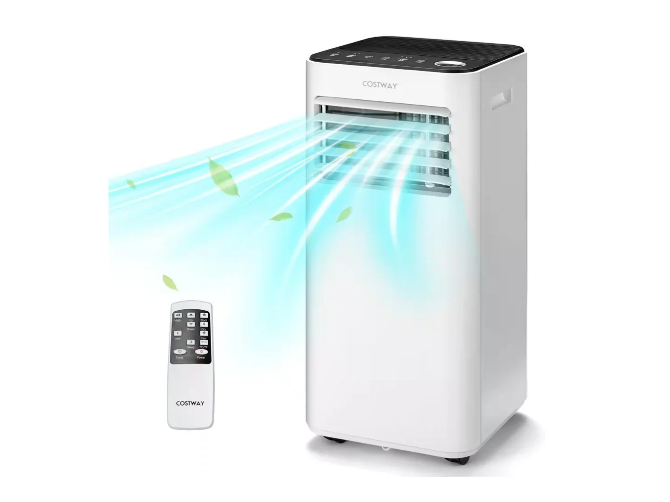 **Costway - 8000 BTU Portable Air Conditioner Cools up to 250 sq.ft 3-in-1 Air Cooler with Fan Dehum Sleep Mode - White**