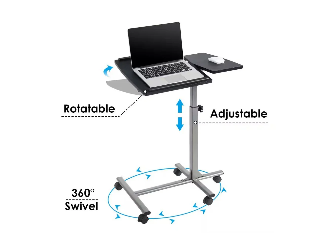 **Costway - Adjustable Sit to Stand Laptop Desk - Silver/Black**