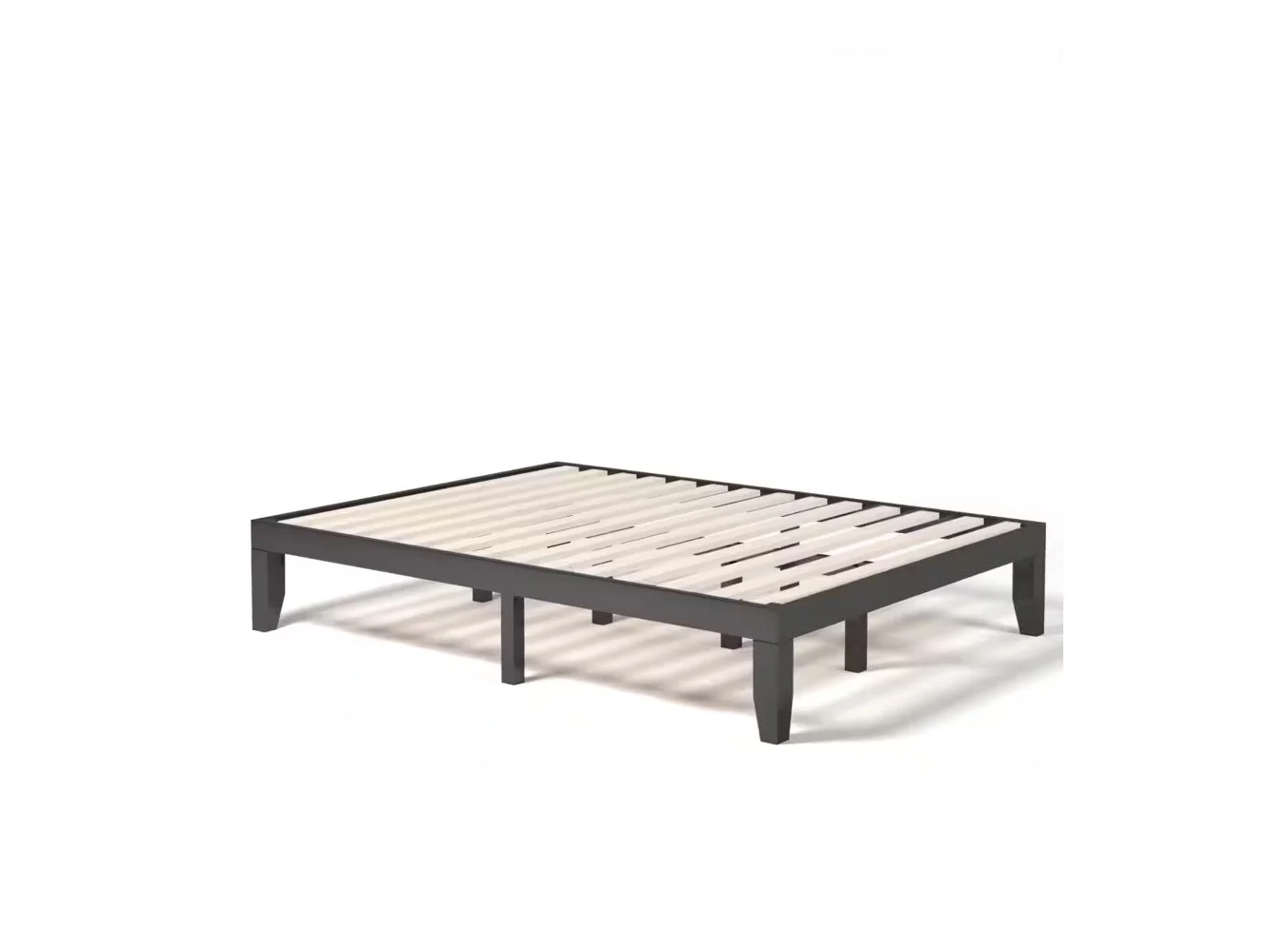 **Costway - Queen Size 14 in Wooden Bed Frame Mattress Platform Wood Slats Support - Espresso**