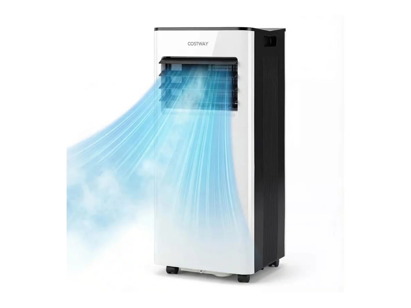 **Costway - 8000 BTU AC Cools Room up to 350 Sq.Ft. 3-in-1 Air Cooler with Fan, Dehumidifier - White,Black**