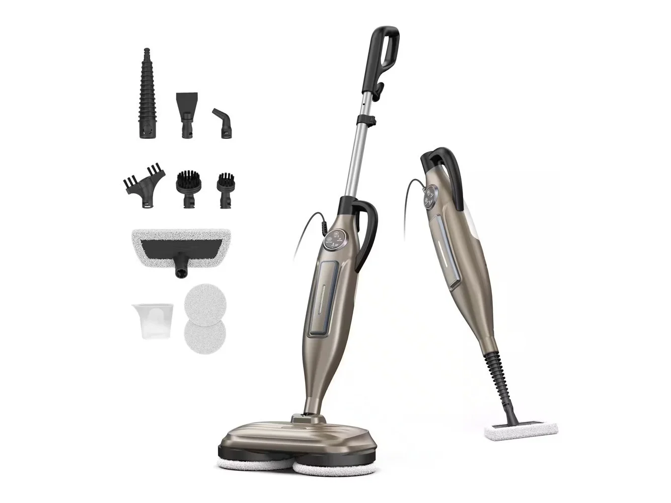 **DEVOAC - VM6 Scrubbing Steam Mop with Rotating Mop Pads, 10 in 1, Lightweight Spin Mop & 3 Steam Modes Grey - Gray**