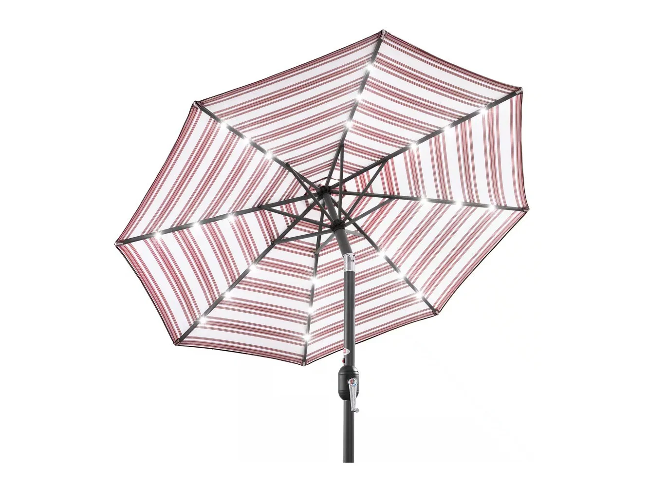**Best Choice Products - 10ft Solar LED Lighted Patio Umbrella w/ Tilt Adjustment, UV-Resistant Fabric - Burgundy - Striped Burgundy**