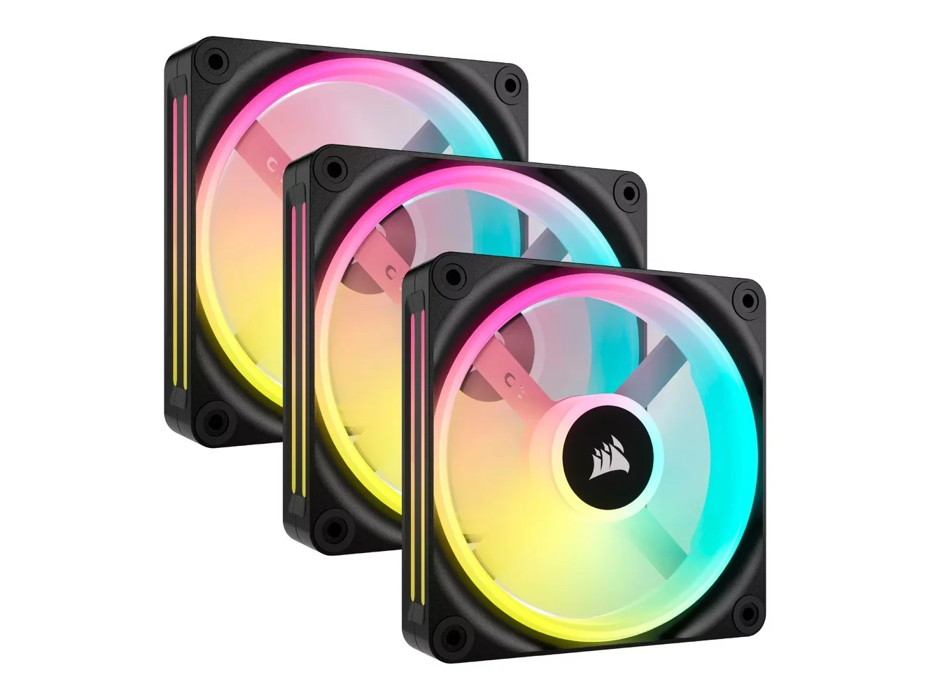 **CORSAIR - iCUE LINK QX120 RGB 120mm PWM Computer Case Fan with iCUE LINK System Hub Kit (3-pack) - Black**