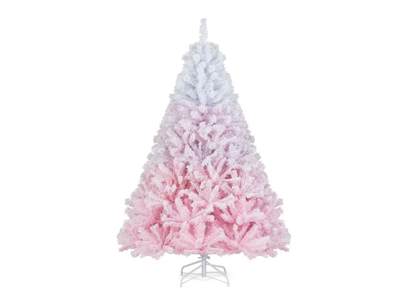 **Gymax - 6 FT Artificial Christmas Tree Hinged Snow Flocked Xmas Tree w/ 820 Lush Branch Tips - Pink**