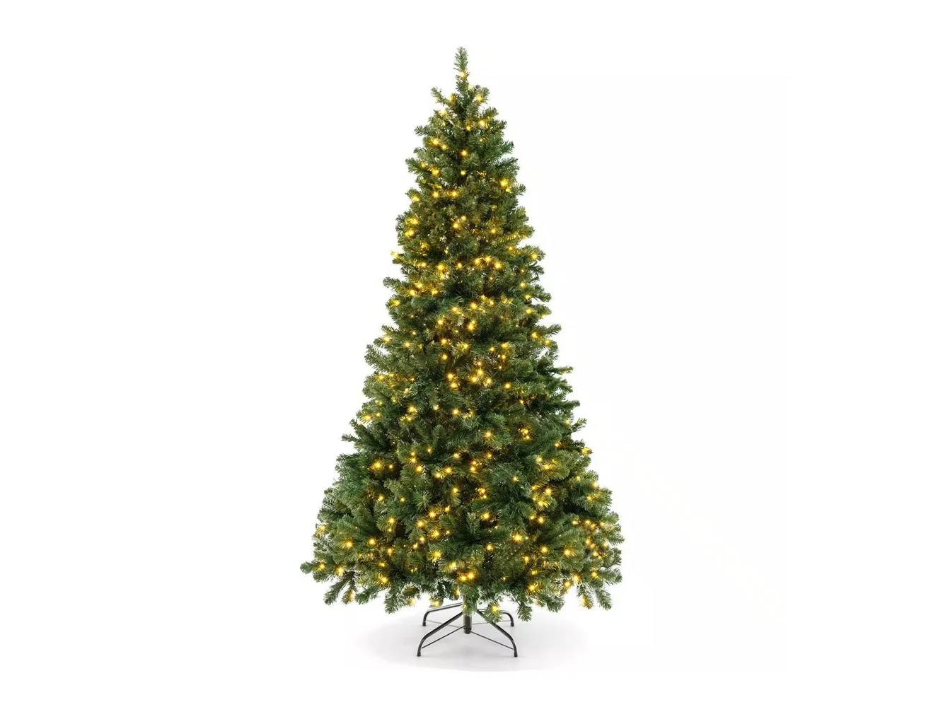 **Costway - 7ft Artificial Christmas Tree 700 Warm LED Lights Xmas Decoration - Green**