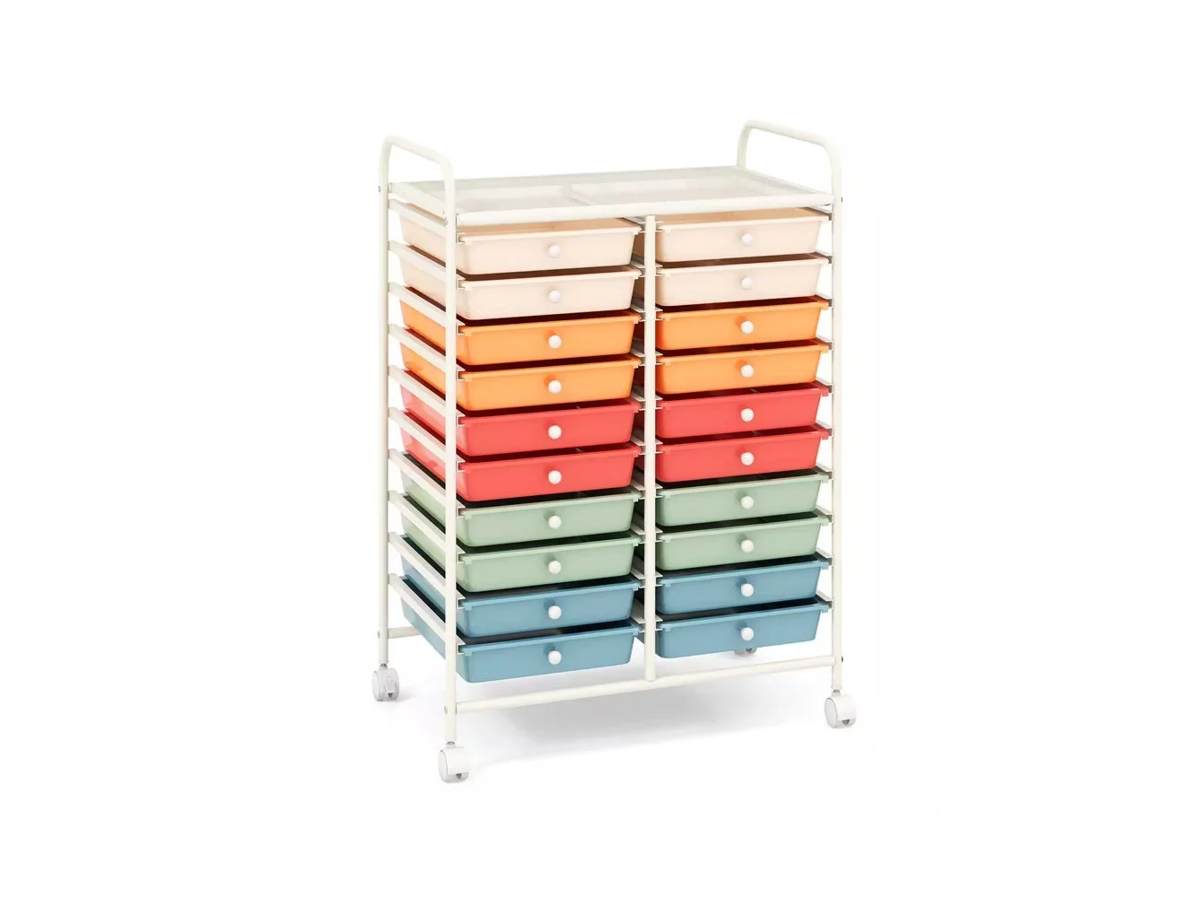 **Costway - 20 Drawer Rolling Storage Cart Art Craft Organizer on Wheels Multipurpose - Macaron**