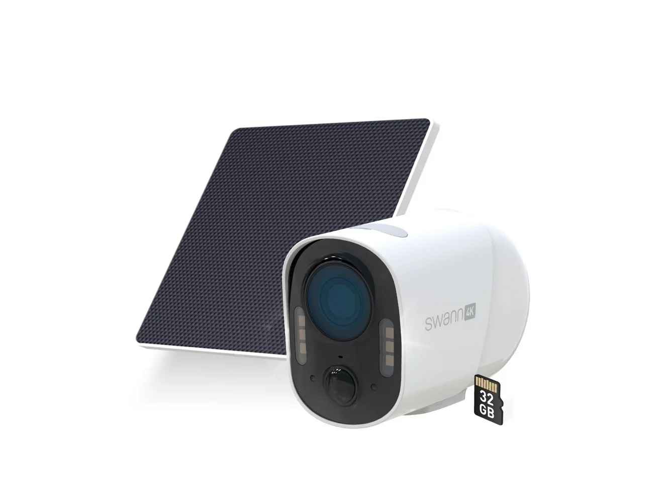 **Swann - Xtreem 4K Eco Security Camera, Solar, Motion Detect, Color Night Vision, Two-Way Audio, Weatherproof, 32GB MicroSD - White**