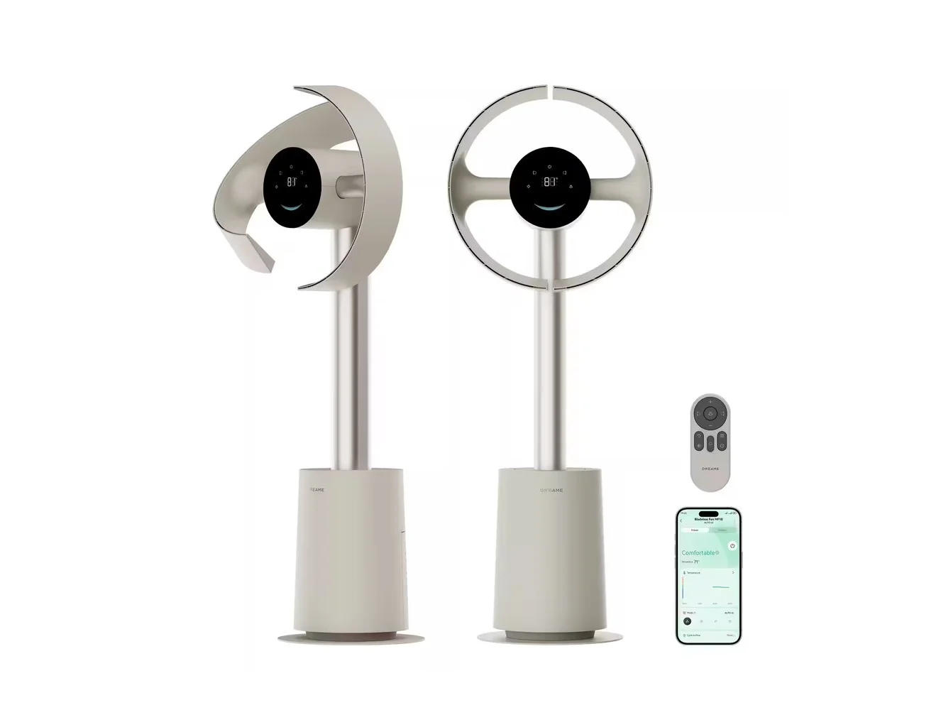 **Dreame - Bladeless Circulation Fan, 270Β° Spatial Airflow, 59ft/s Velocity, 10 Speeds 3 Modes, Temperature-Adaptive, MF10**