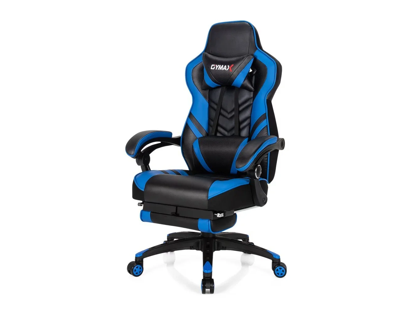 **Costway - Adjustable Gaming Chair with Footrest - Blue and Black**
