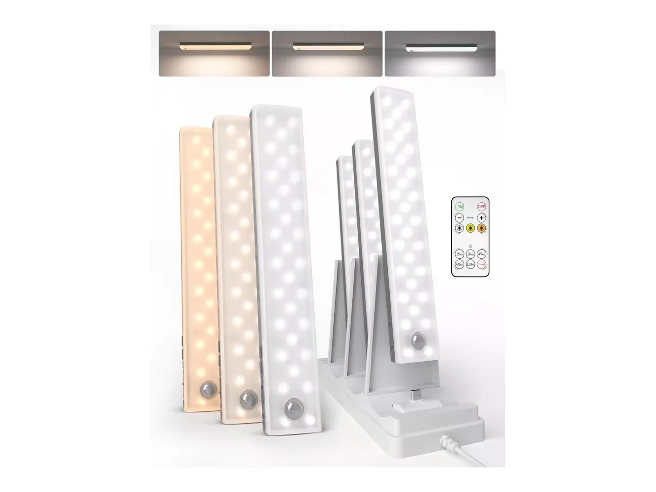 **EZVALO - 9.38 in. Wireless USB Charging Integrated LED Linkable Under Cabinet Light Smart Recessed Lighting-6 Pack - White**
