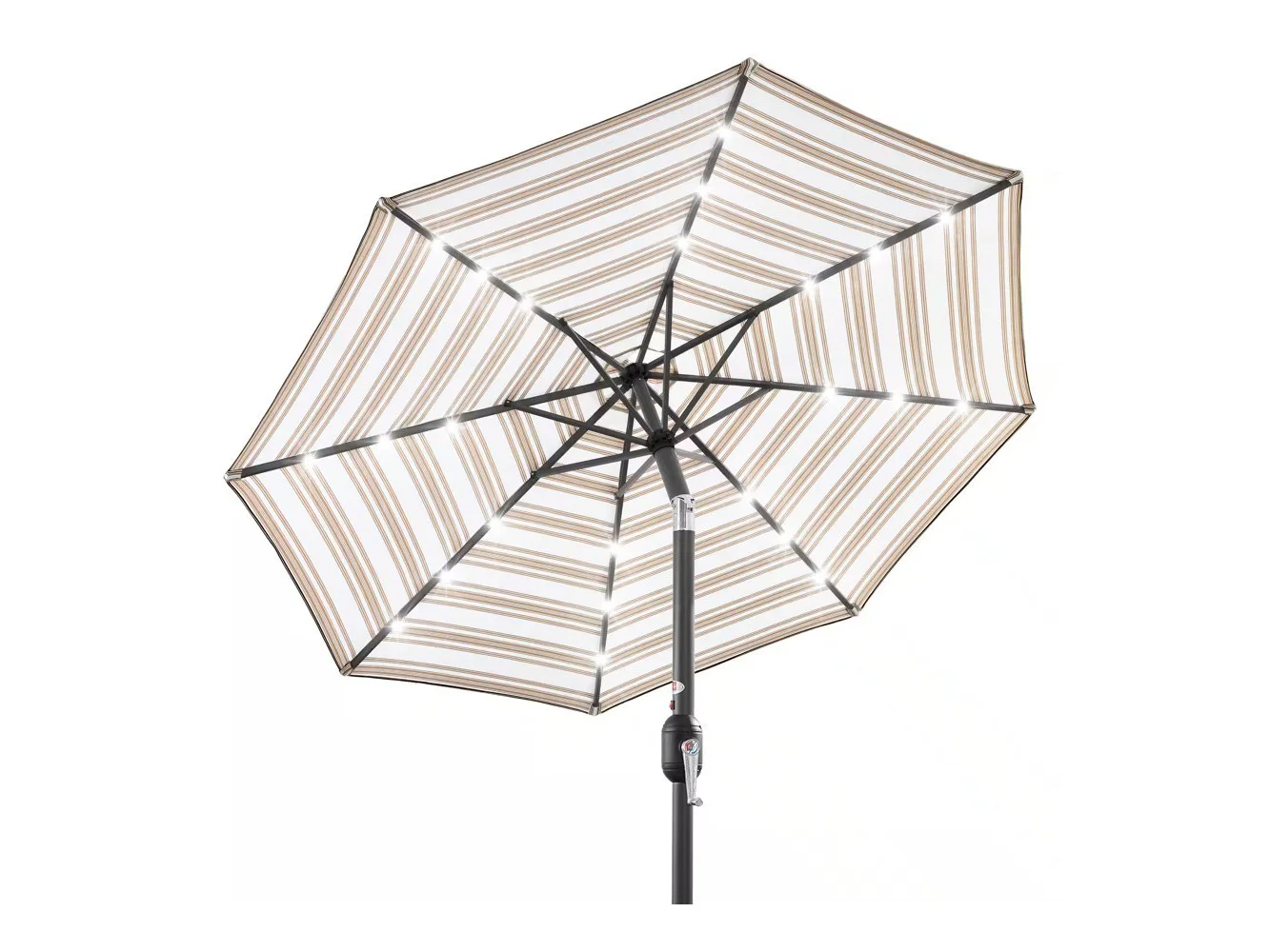 **Best Choice Products - 10ft Solar LED Lighted Patio Umbrella w/ Tilt Adjustment, UV-Resistant Fabric - Striped Tan**