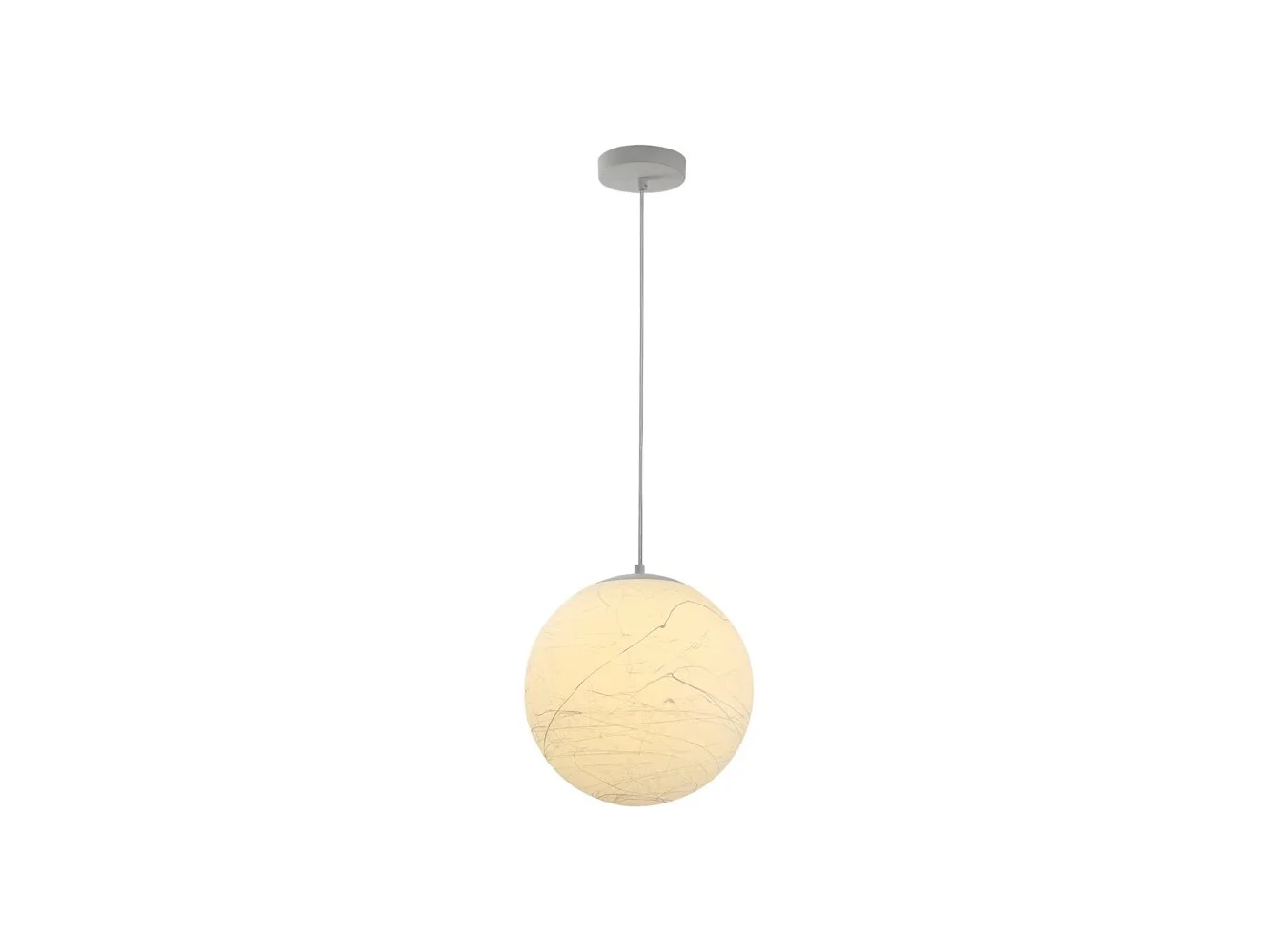 **Umeiluce - 11.8 Inch 1-Light Modern Pendant Light Global Moon Light Natural Silk Decor Shade - White**