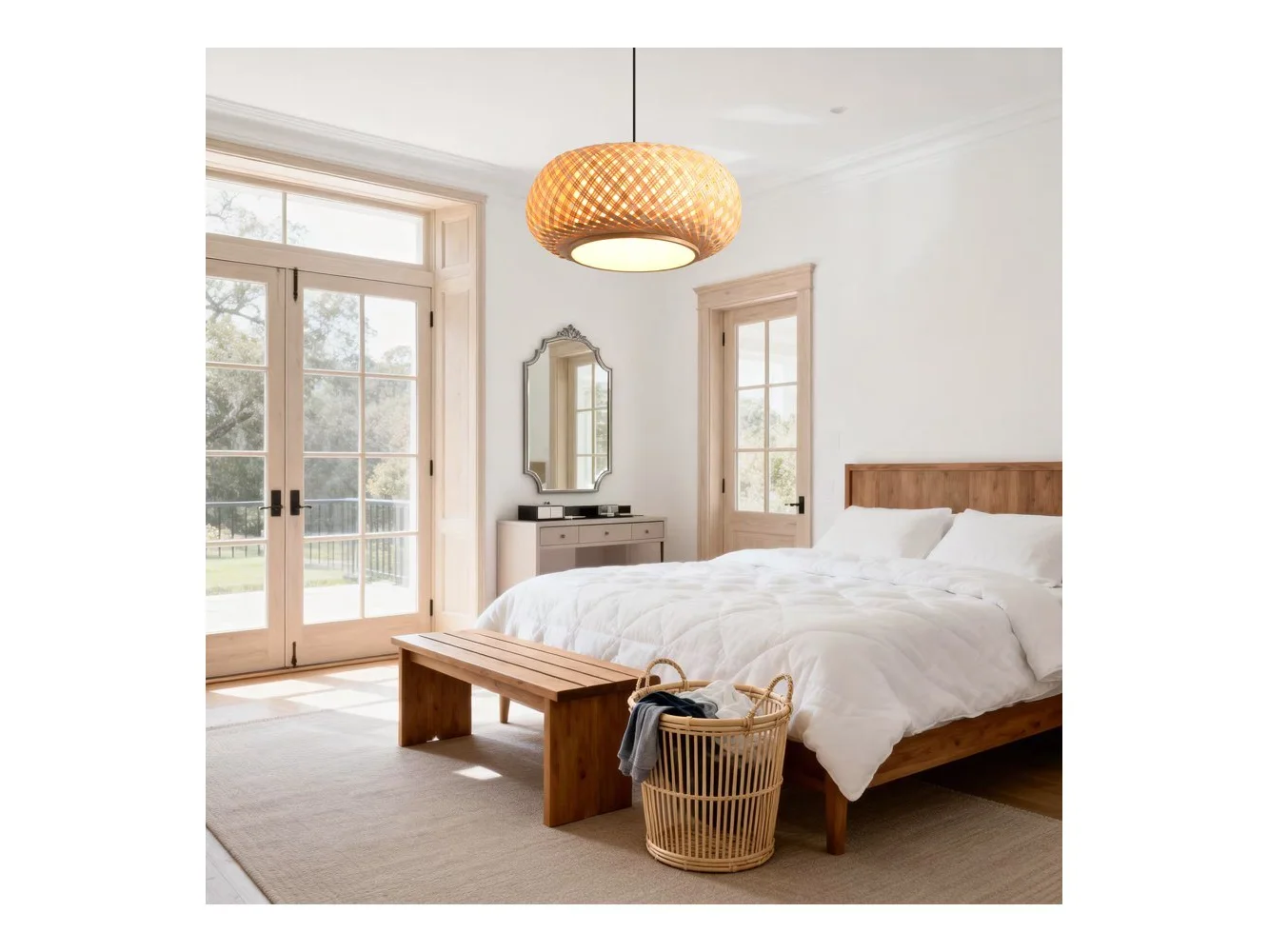 **Parrot Uncle - 1-Light Retro Rustic Bamboo Hand-Woven Pendant Lamp - Brown**