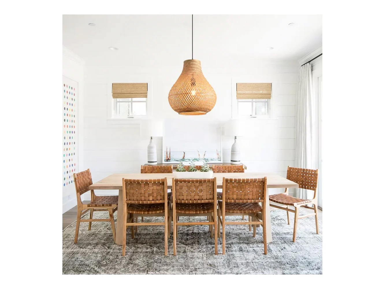 **Parrot Uncle - 1-Light Farmhouse Brown Fish Basket Shape Bamboo Hand-Woven Pendant Lamp**