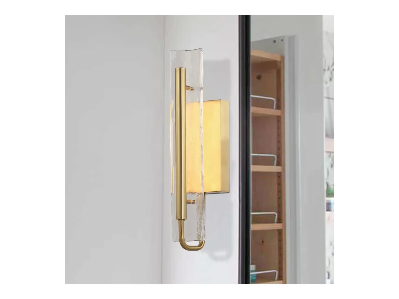 **Perimost - Modern 1-Light LED Wall Light with Glass Shade - Gold**