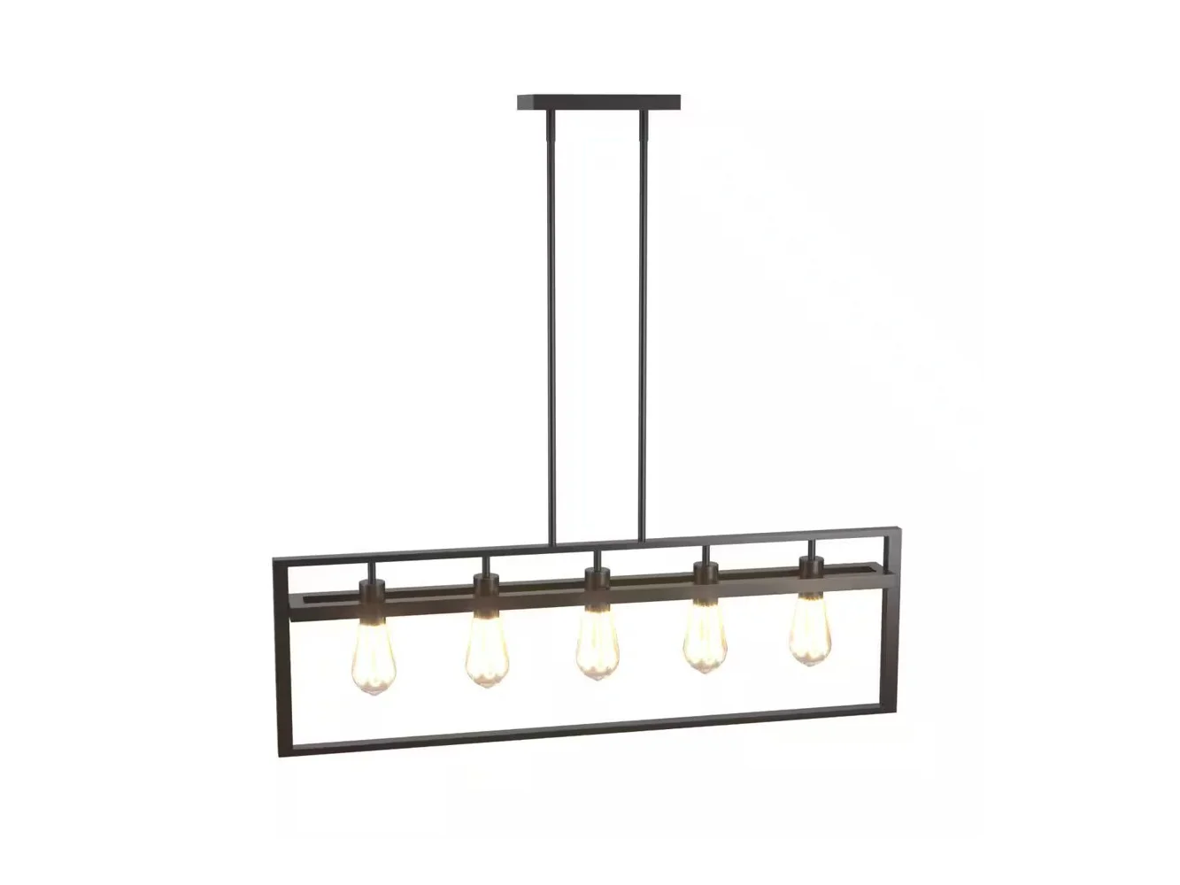 **Costway - 5-Lights Pendant Lamp Flush Mount Geometric Metal Chandelier w/ Iron Lamp Shade - Dark Brown**