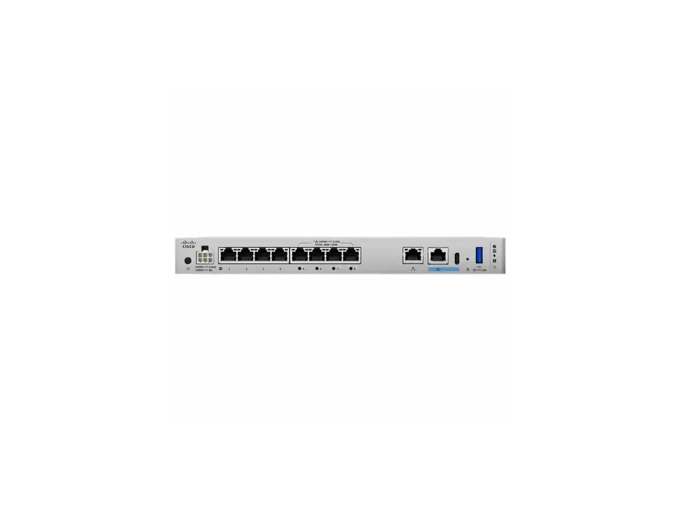 **Cisco Consumer Products - Cisco Secure Firewall 1210 Compact Security Appliance with PoE, Threat Defense Software - Centralized Management - 8 - Black**