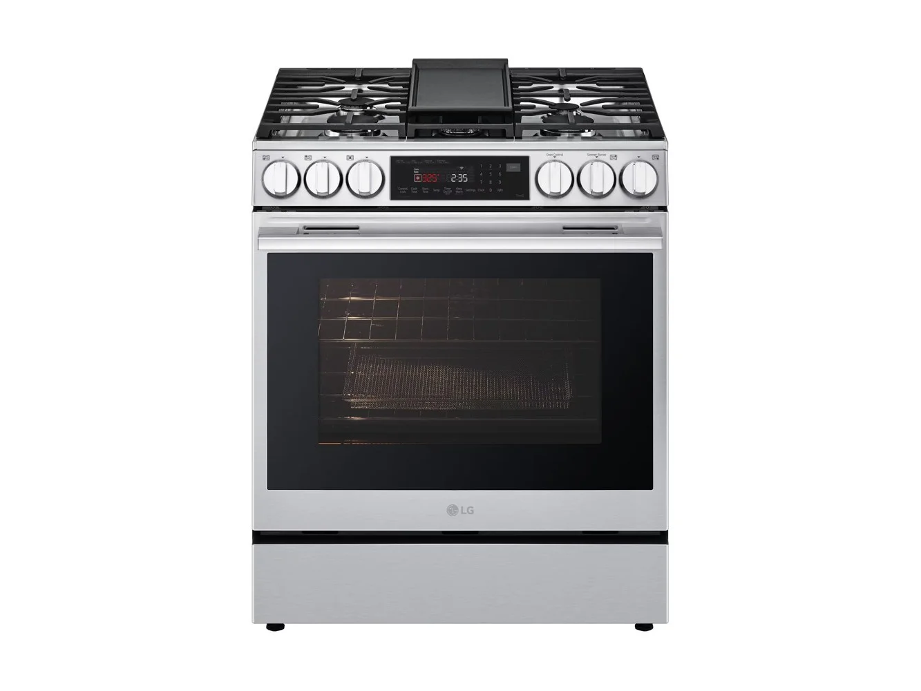**LG - 30-in Wide 6.3 Cu. Ft. Slide-In Gas True Convection Smart Range with 5 Burners, Air Fry, and Flex Control Knobs - Stainless Steel**