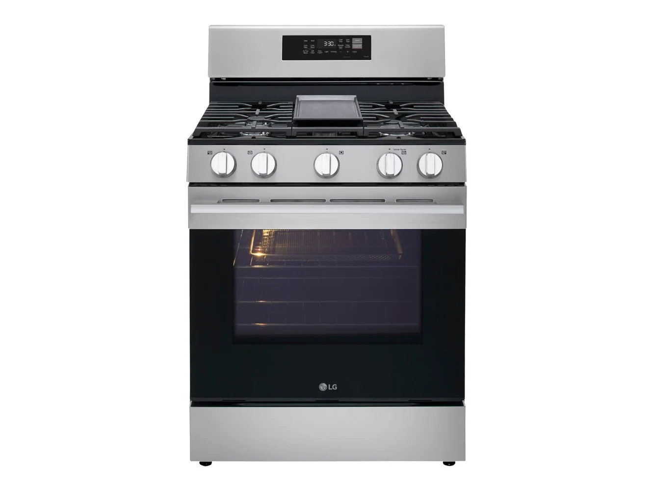**LG - 30-in Wide 6.3 Cu. Ft. Freestanding Gas True Convection Smart Range with 5 Burners, Air Fry and UltraHeat 20K Burner - Stainless Steel**