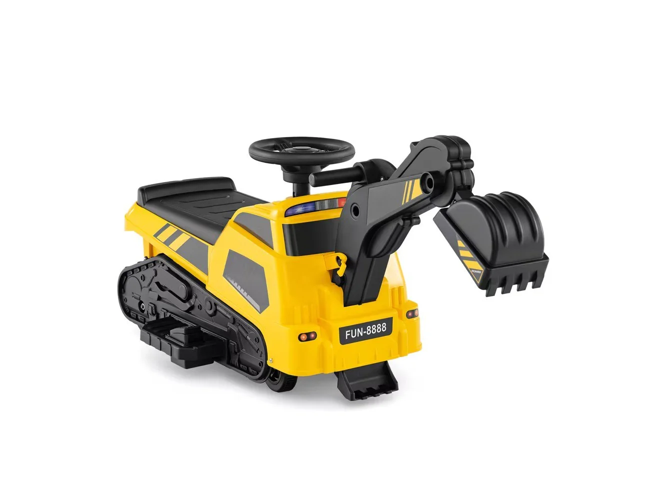 **Gymax - 3 in 1 Excavator Ride on Toy w/ Horn Story-Telling for Toddlers 1.5+ Years Old - Yellow, Black**