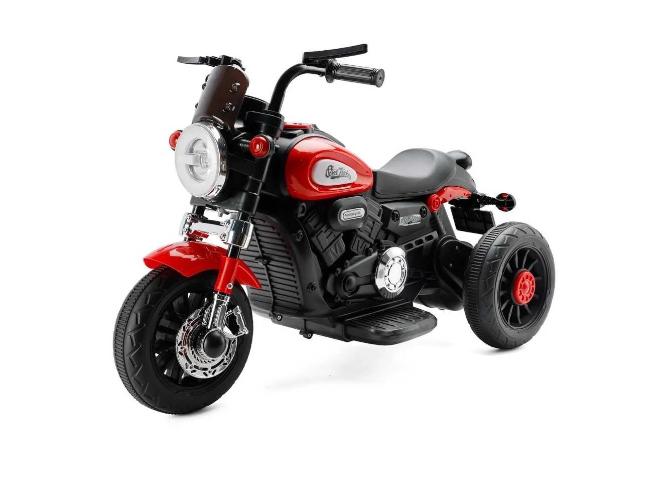 **Topteng - 6V Dual Drive 3-Wheel Kids Electric Motorcycle - for Ages 3-8, with Realistic Sounds & Multi-Surface Use​​ - Red**