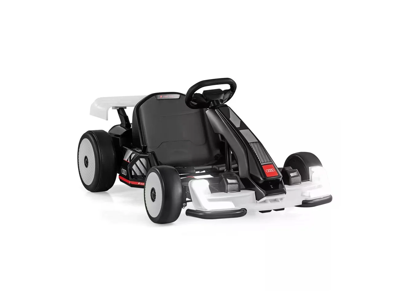 **Gymax - Licensed Audi 24V Kids Go Kart w/2 x 150W Motors & 8 MPH High Speed Horn - Black, White**