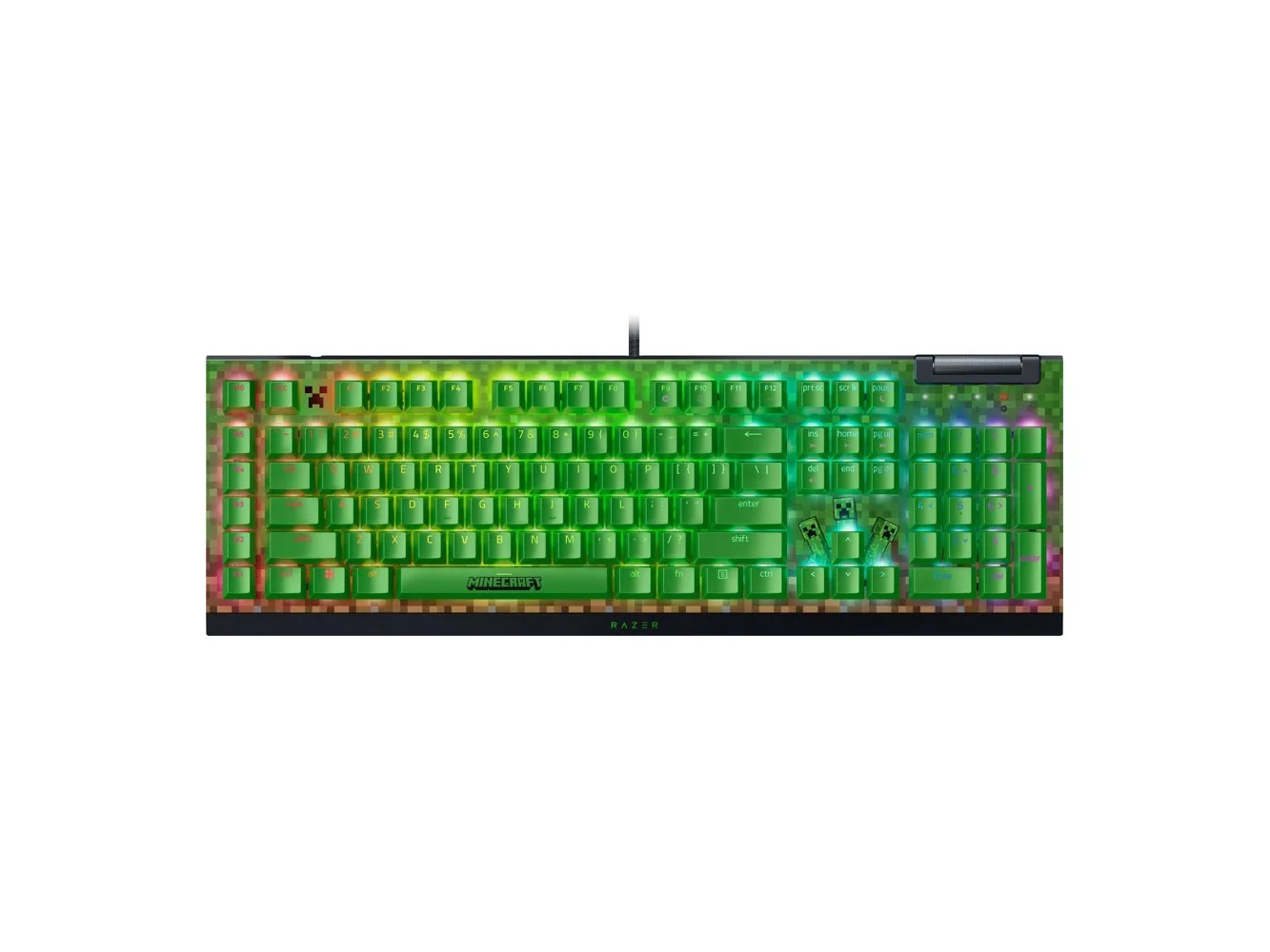 **Razer - BlackWidow V4 X Full Size Wired Mechanical Green Clicky Switch Gaming Keyboard with Chroma RGB Backlighting - Minecraft Edition**