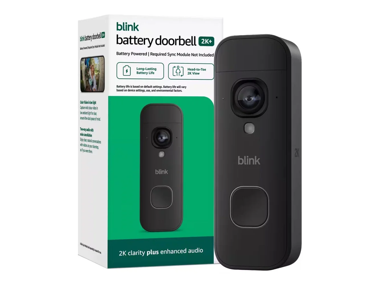 **Blink - Battery Doorbell 2K+ (Add-On) — Wireless video doorbell, 2K resolution, enhanced audio - Black**