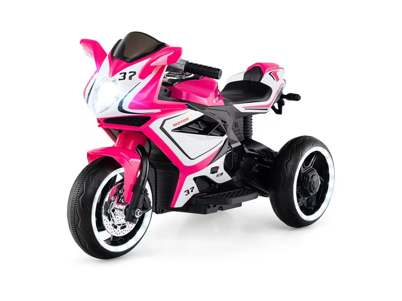 **Costway - Kids Ride on Motorcycle 6V Battery Powered Mini Electric Motorbike with LED Lights - Pink**