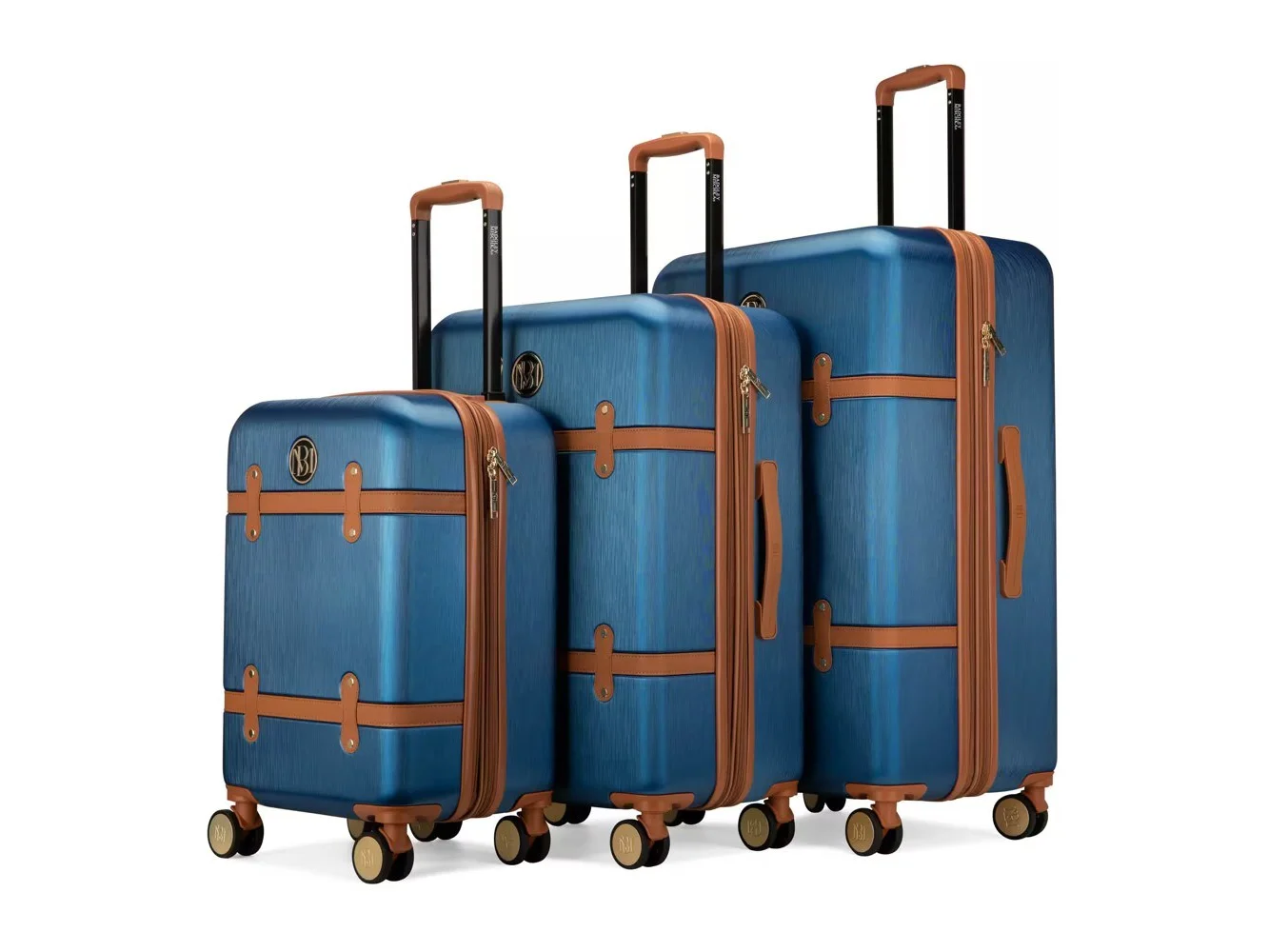 **Badgley Mischka - Grace 3 Piece Expandable Retro Luggage Set - Navy**