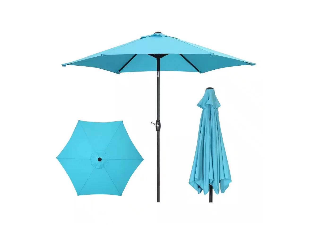 **Ainfox - 9ft Patio Umbrella Outdoor Market Umbrella UV Protection Sturdy Frame W/Easy Crank - Blue**