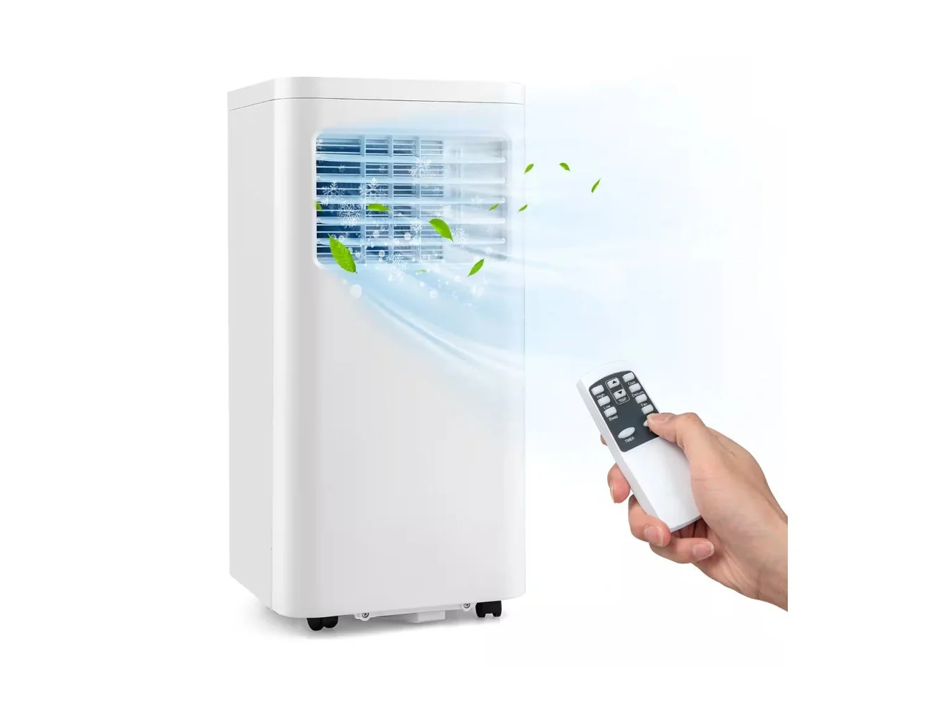 **Costway - 6000 BTU Portable Air Conditioner Cools up to 250 sq.ft 3-in-1 AC Unit With Cool Dehum Fan Sleep Mode - White**