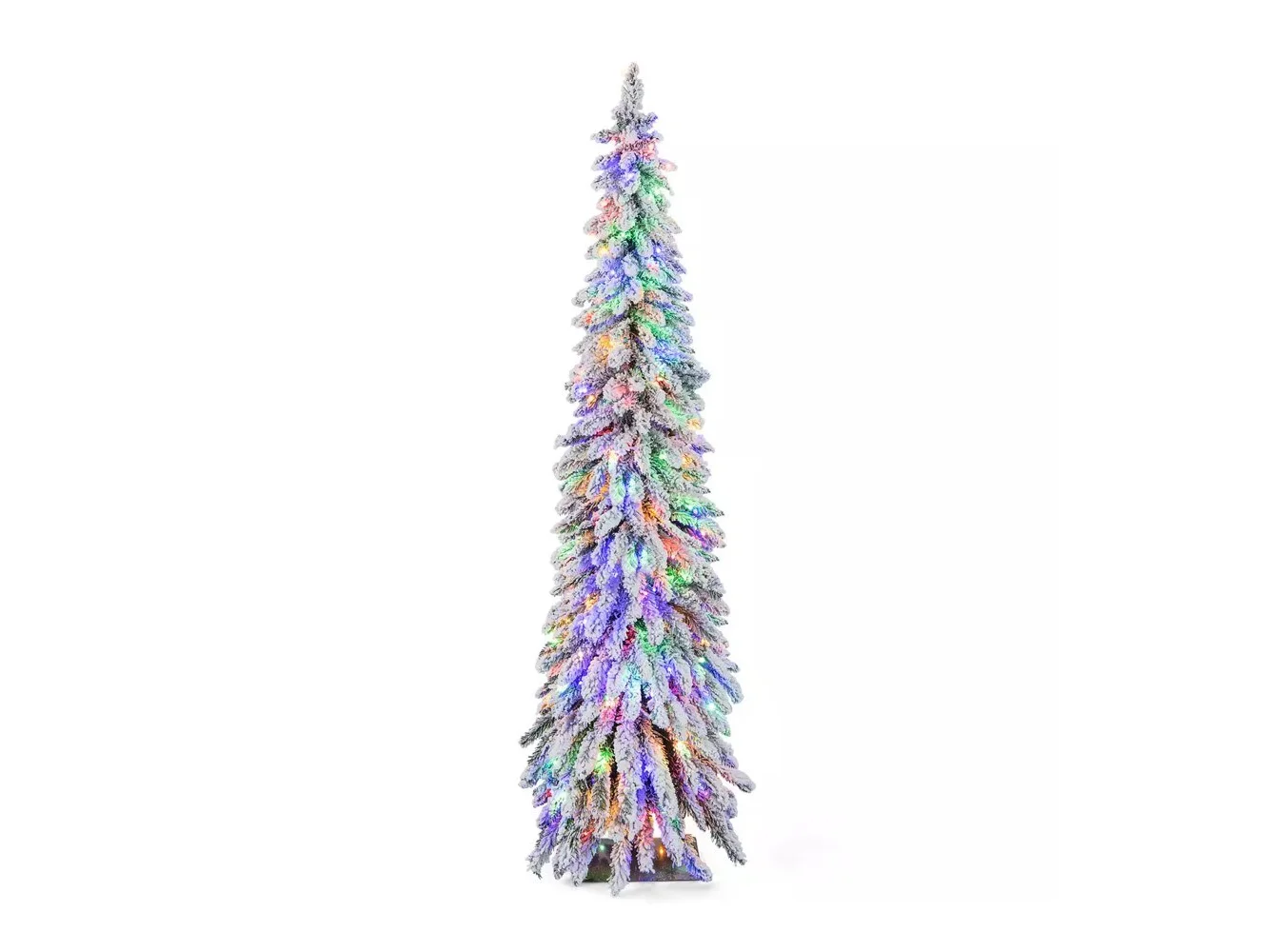 **Costway - 6 FT Pre-Lit Slim Christmas Tree Flocked Xmas Decoration 11 Modes 250 LED Lights - Green ****/White**