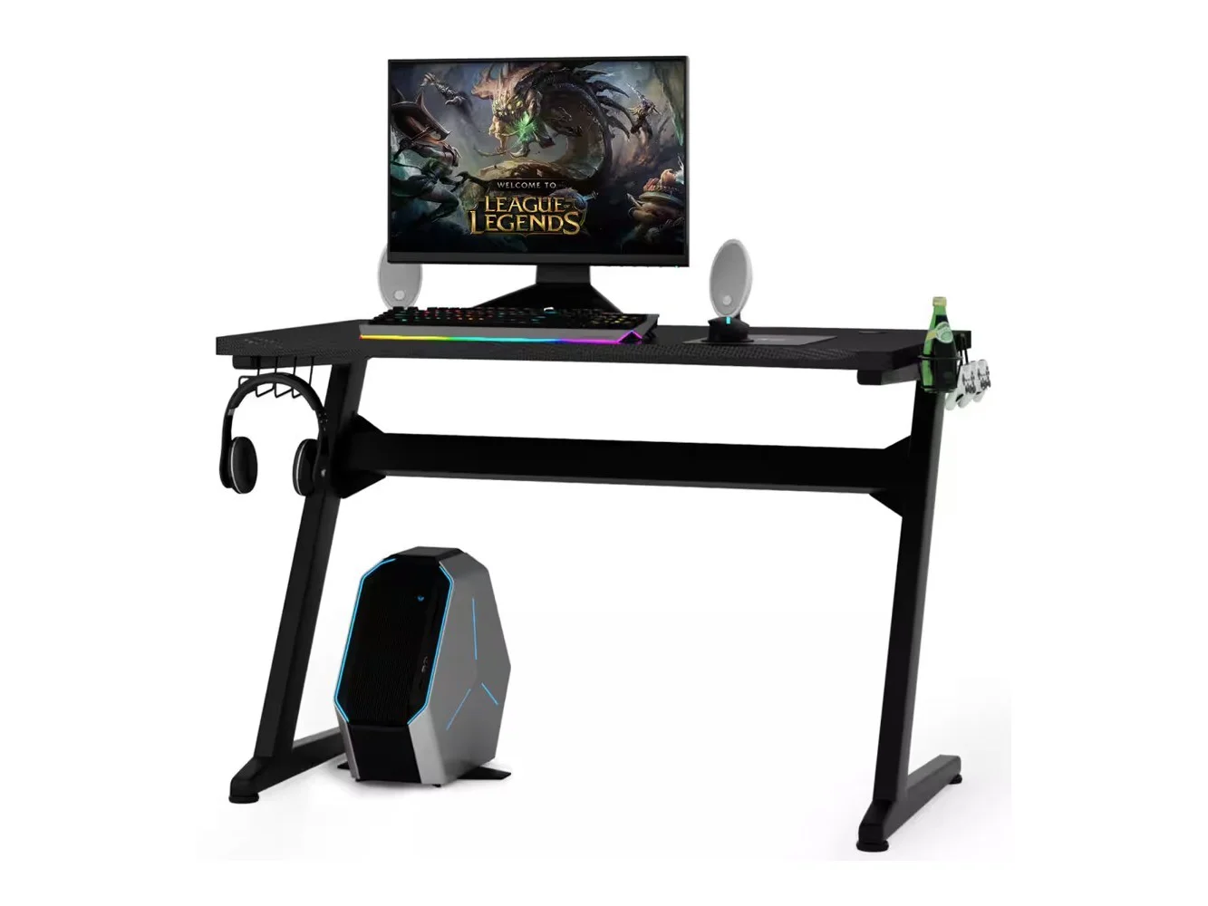 **Costway - Gaming Desk with Mousepad - Black**