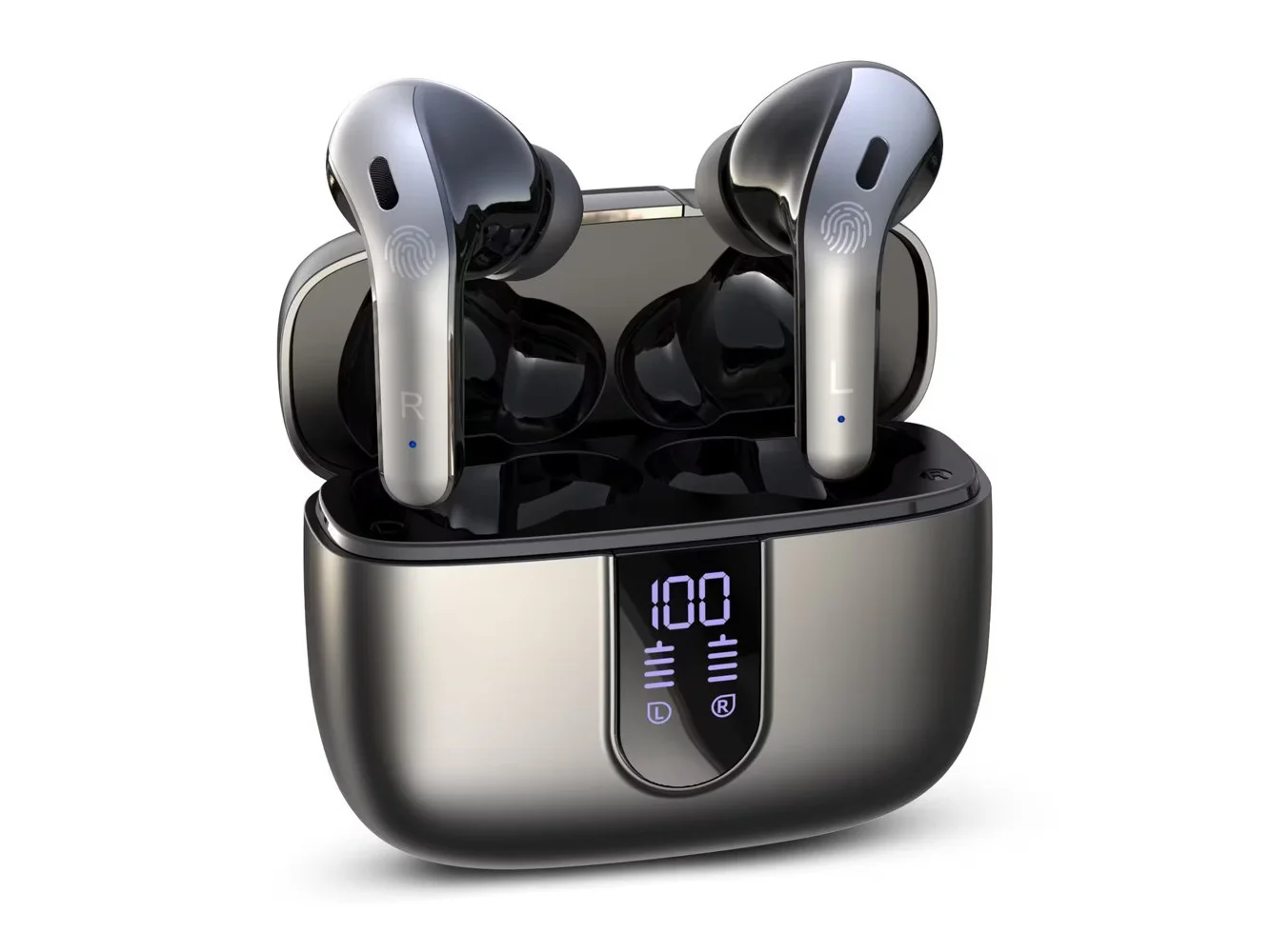 **VEAT00L - VEATOOL X8 Bluetooth Headphones True Wireless Earbuds 65H Playback Power Display Earphones with Wireless Charging Case - Black**