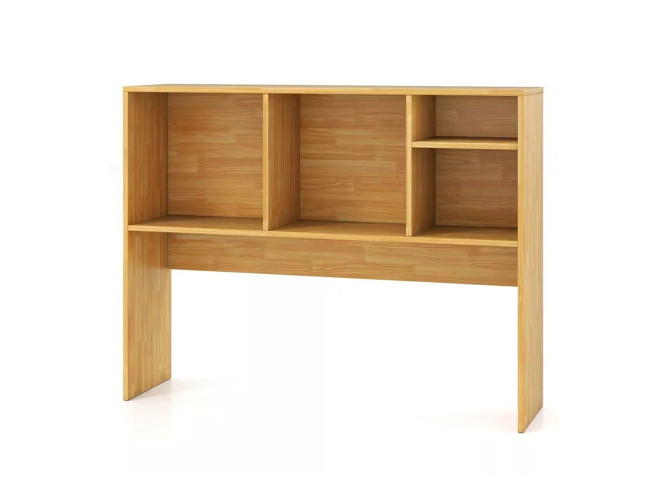 **Costway - Computer Desktop Bookcase Countertop Storage Bookshelf Organizer with 4 Cubbies - Beige**