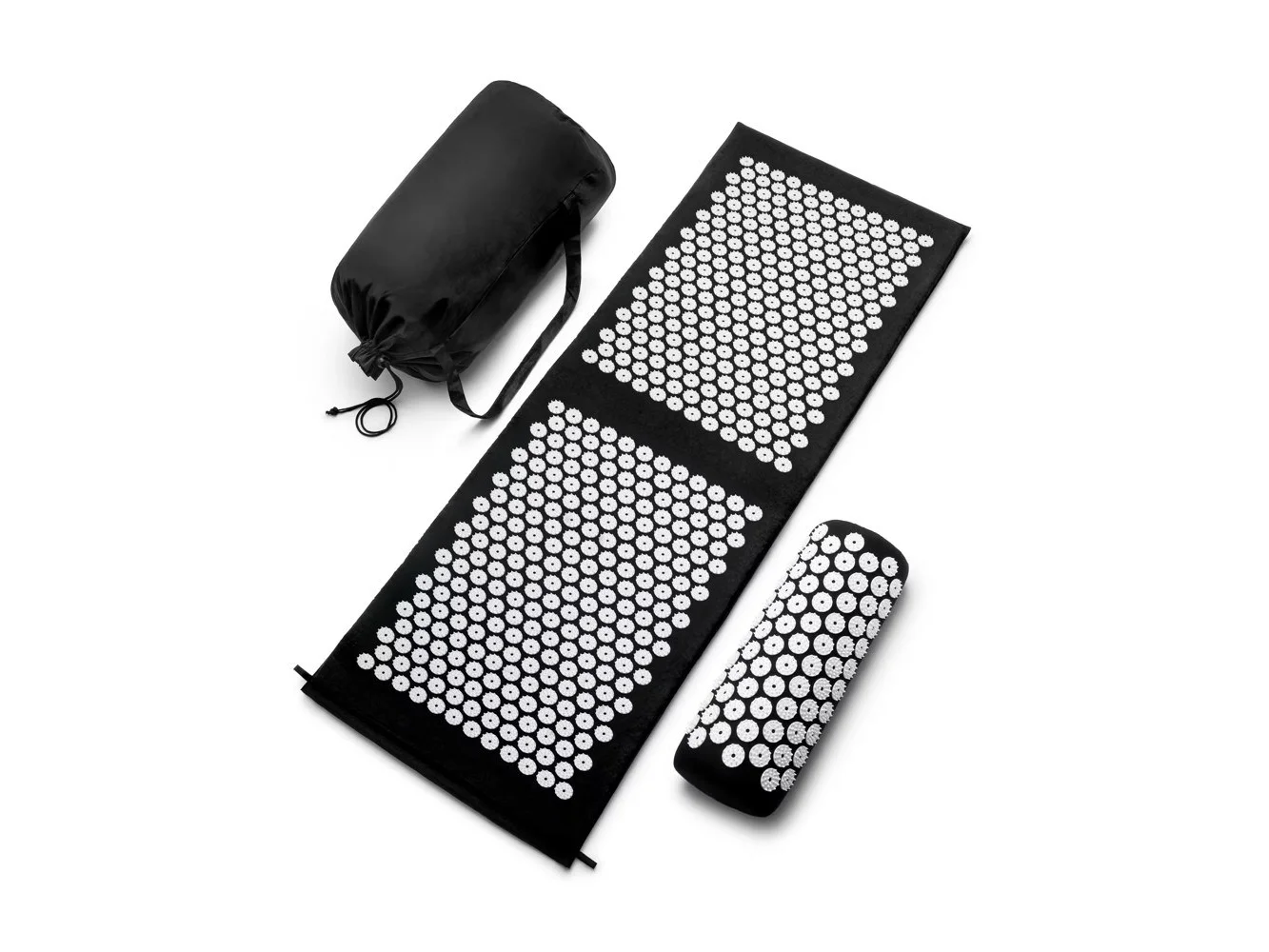 **Sorbus - Sivan Acupressure Mat and Pillow Set for Stress, Back & Neck Pain, Acupuncture, Muscle Relaxation, Sciatica, Meditation - Black white**
