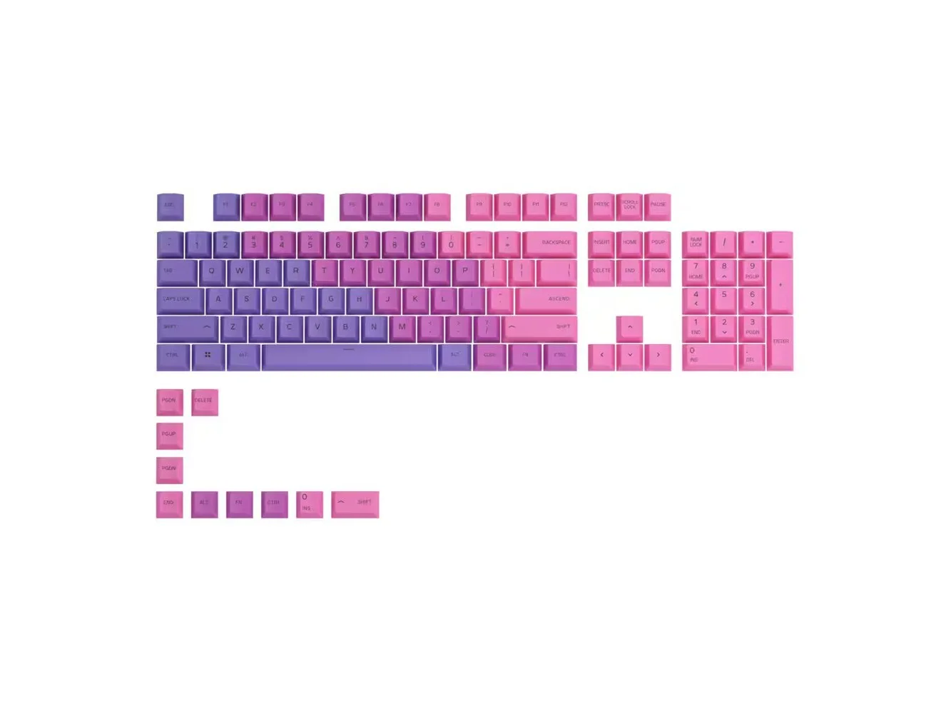 **Glorious - GPBT Gradient Universal Keycap Set Compatible with Most 100% 85% 80% TKL 60% Compact 75% Mechanical Keyboards - Nebula**