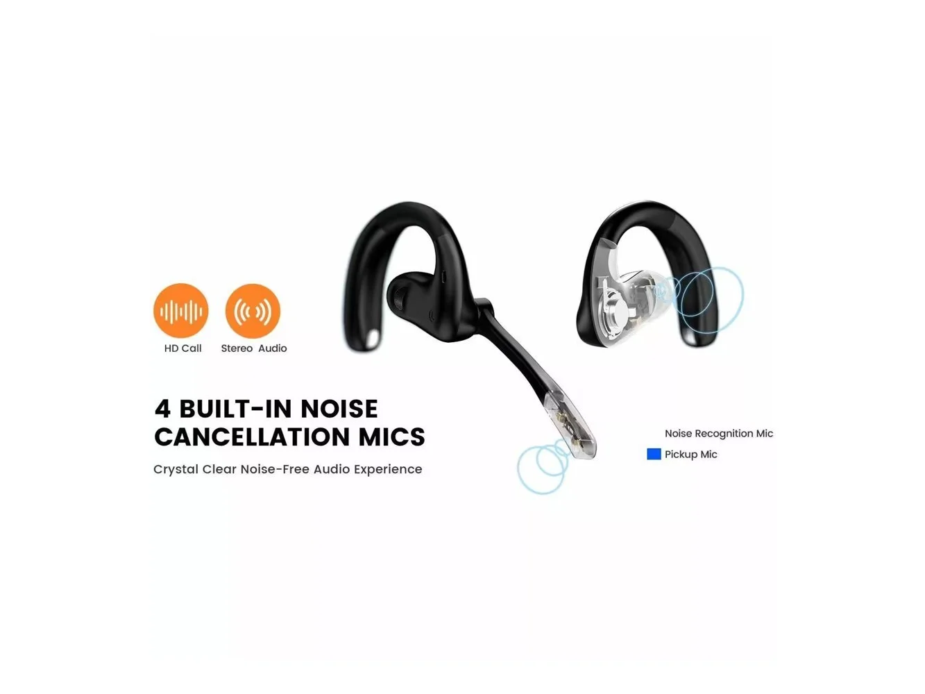 **EKSA Telecom - S30 AI-Powered Open-Ear Air Conduction True Wireless Headset - Black**