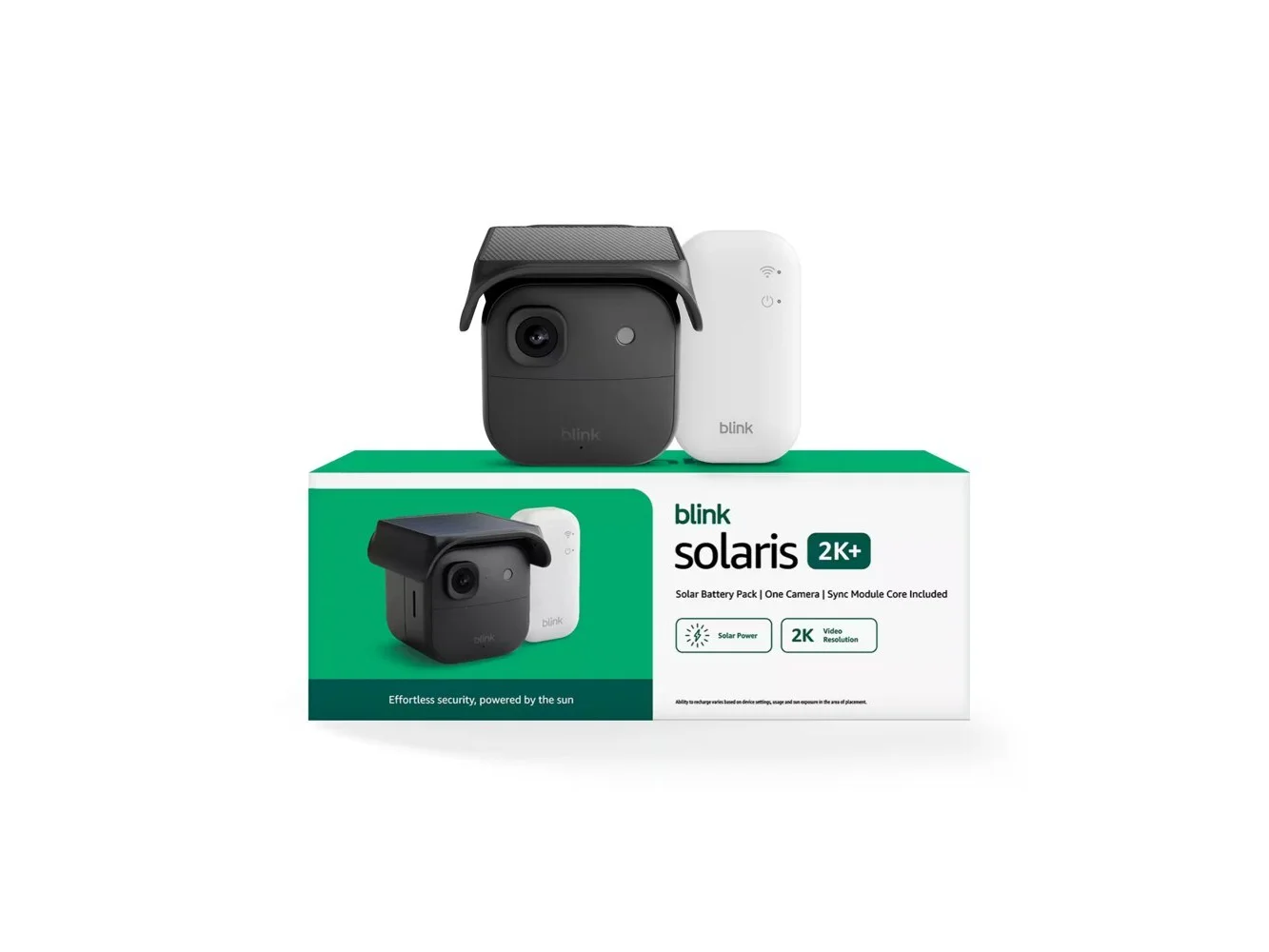 **Blink - Solaris 2K+ — Solar-powered wireless smart security camera, runs in as little as 45 minutes of direct sun, System - Black**