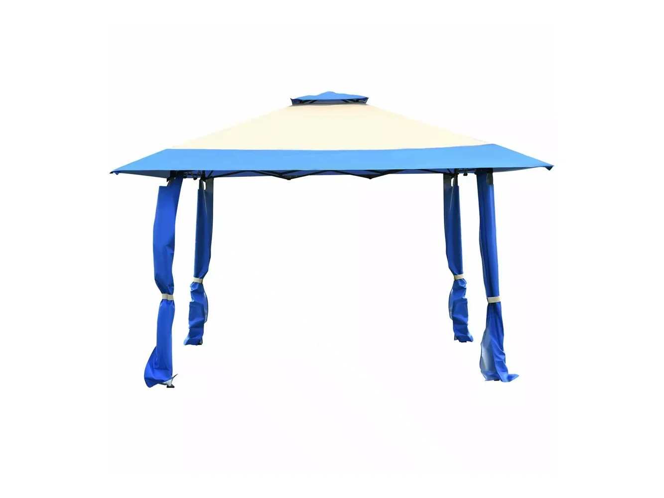 **Gymax - 13' x 13' Folding Patio Pop-up Gazebo Canopy Tent Outdoor Shelter Shade Blue - Blue + Beige**