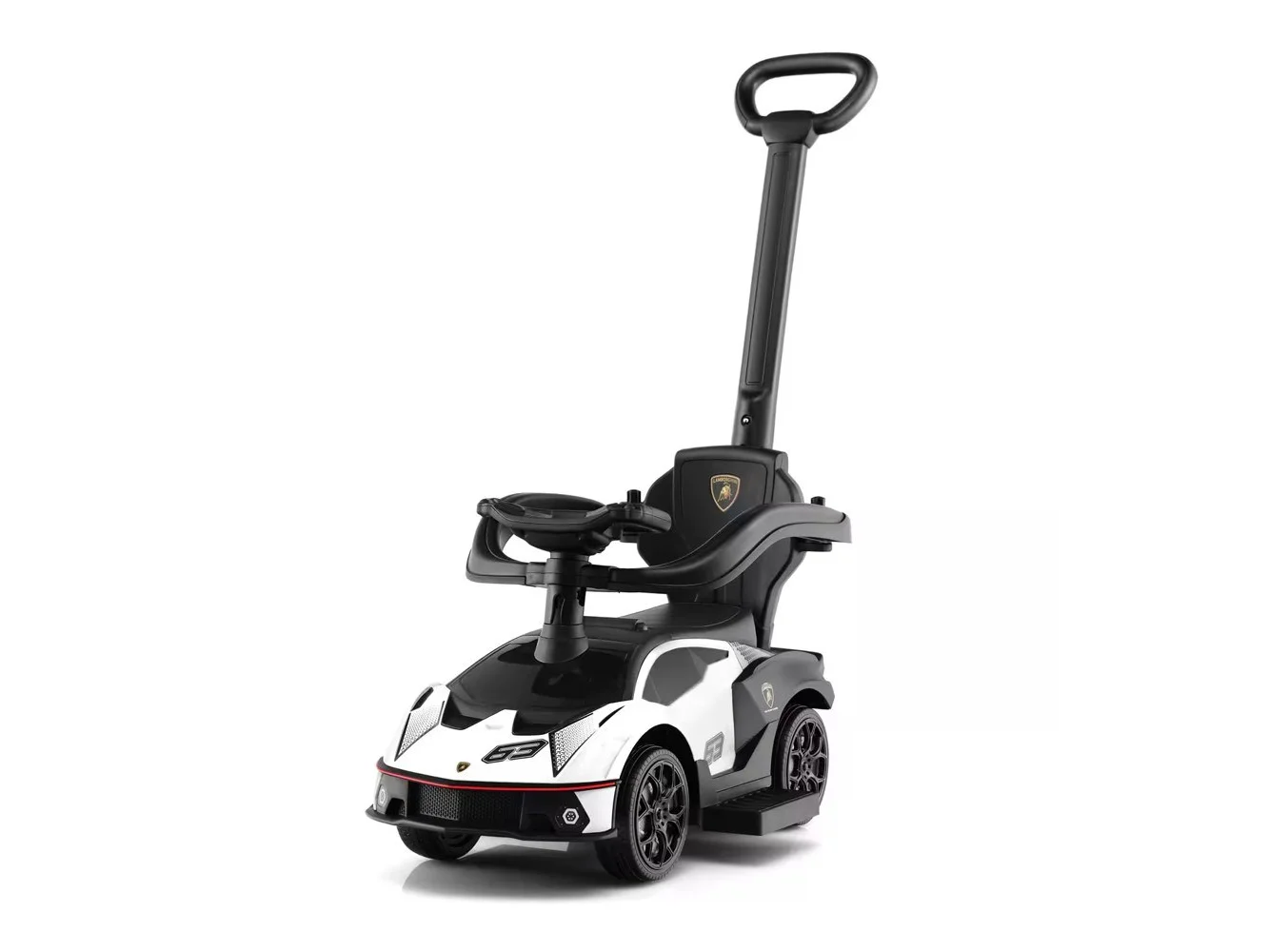 **Costway - 3-in-1 Licensed Lamborghini Ride on Push Car Stroller Sliding Car w/ Sound - White**
