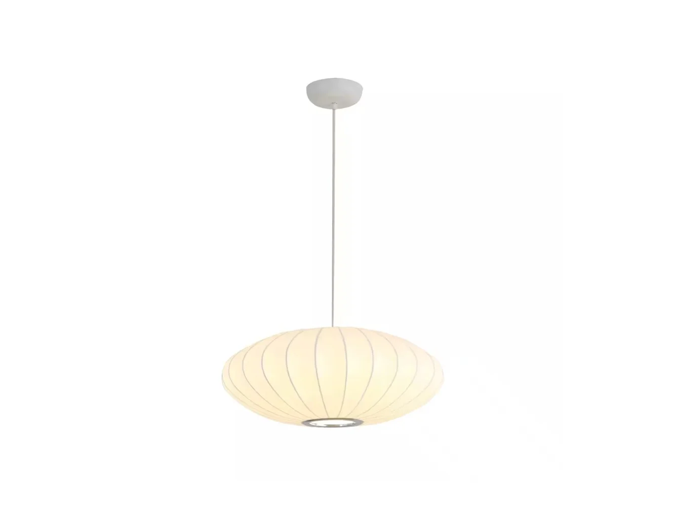 **Umeiluce - 19.7 Inches Mid-century Pendant Light Oval Silk Shade Dimmable - White**