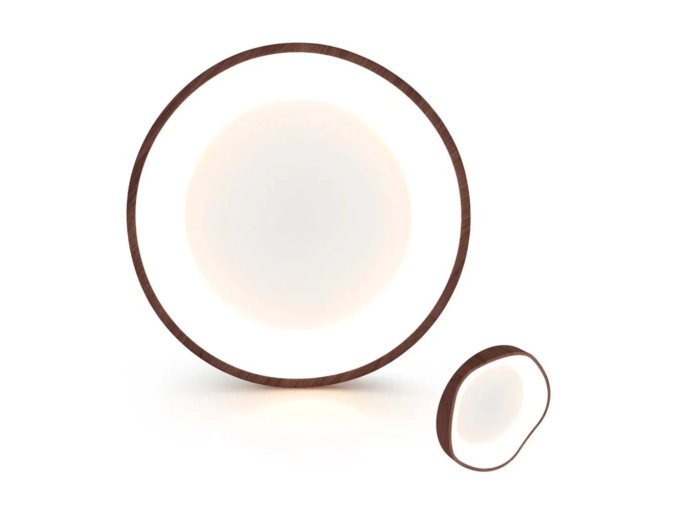 **Costway - LED Mount Ceiling Light 24W 3000K Lamp Fixture Wood Pattern Living Room - Brown**