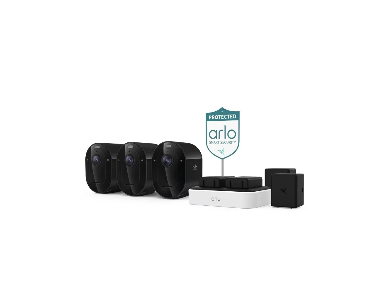 **Arlo - Pro Outdoor Security Camera (6th Gen, 2025 Release) - Wireless, Rechareable Battery with Charging Station, 3-Cam - Black**