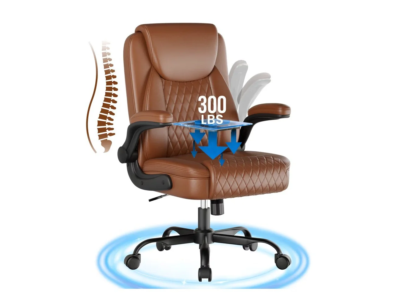 **CloudRest Pro - Office Chair with Flip-up Arms Gaming Chair Ergonomic Computer Gamer Chair - Brown**
