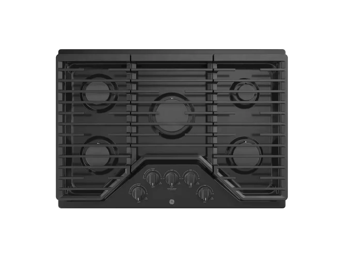 **GE - 30 in. Wide 5 Burner Built-In Gas Cooktop with Dishwasher-Safe Grates - Black**