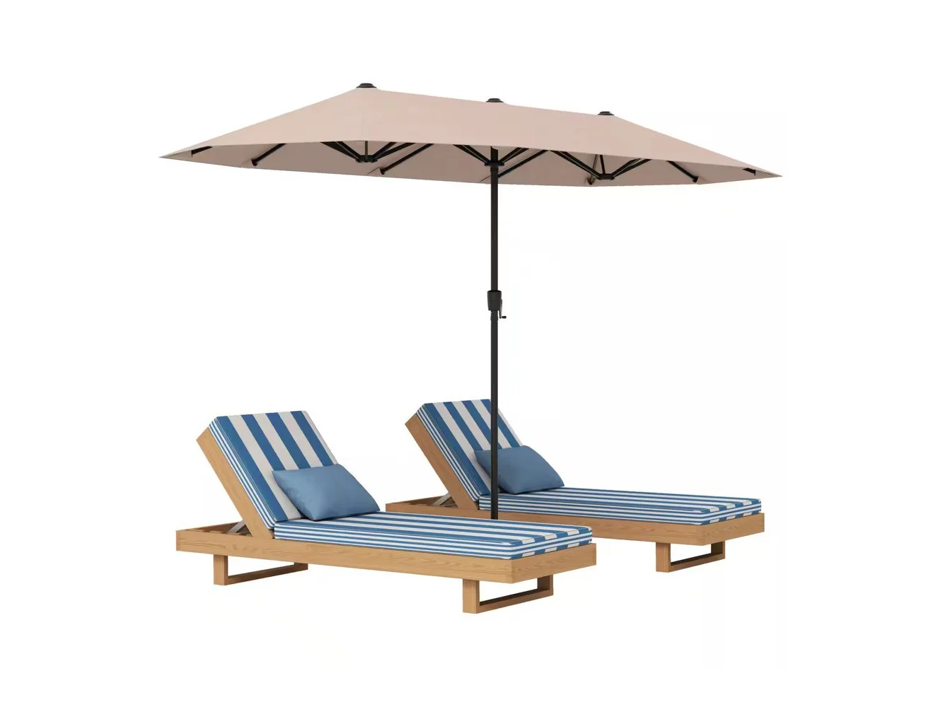 **Gymax - 13 FT Double-sided Patio Umbrella Outdoor Large Twin Size Umbrella - Beige**